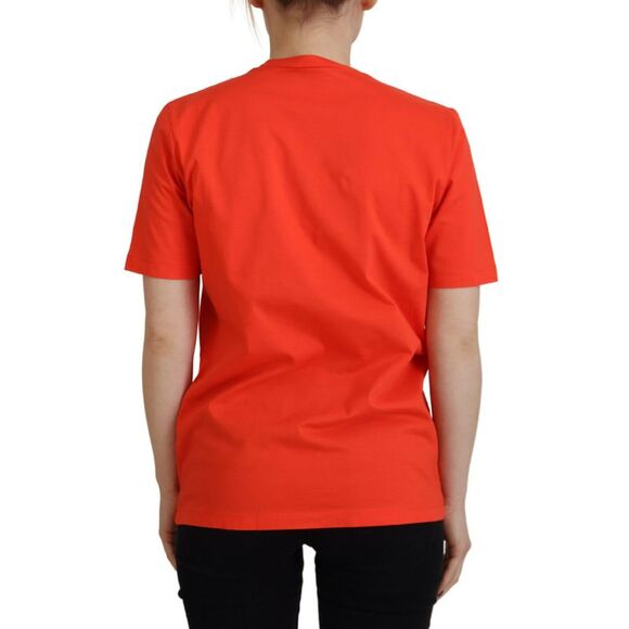 Dsquared² Orange Cotton Shiny Icon East Tee Crewneck Women's T-shirt (Pre-Owned) - Picture 3 of 5